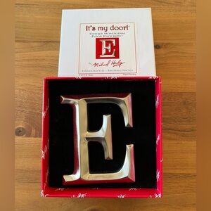 MICHAEL HEALY Monogram "E" Door Knocker Handcrafted Brushed Nickel Unused In Box
